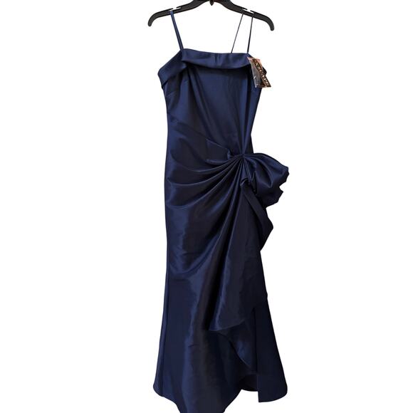 Xscape Navy Strapless Ruched Ruffle Aline Gown - Size 4 (new) - Picture 6 of 9